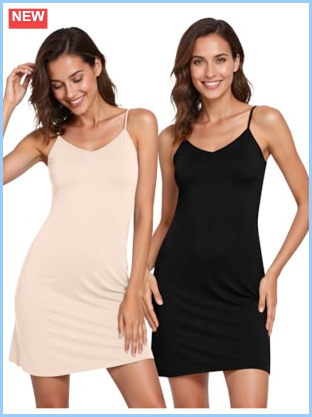 2 Pack Women's Full Slip Spaghetti Strap Cami Under Dress Rayon Spandex